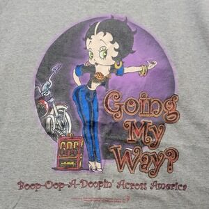 Vintage Biker Betty Boop Hitchhiking "Going‎ My Way" 3XL T Shirt Made In USA